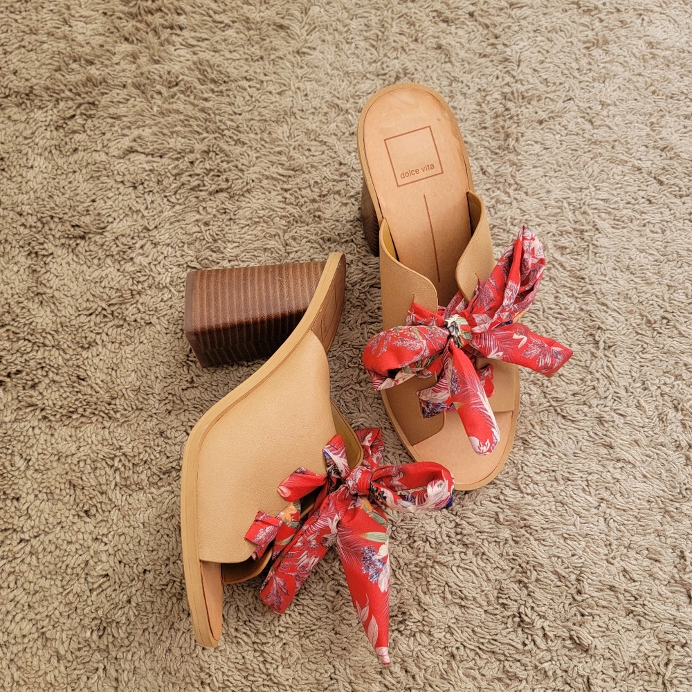 New Dolce Vita Aleeya Block Heels‎ High Heel Leather Sandals Floral Size 10 M - Picture 9 of 14